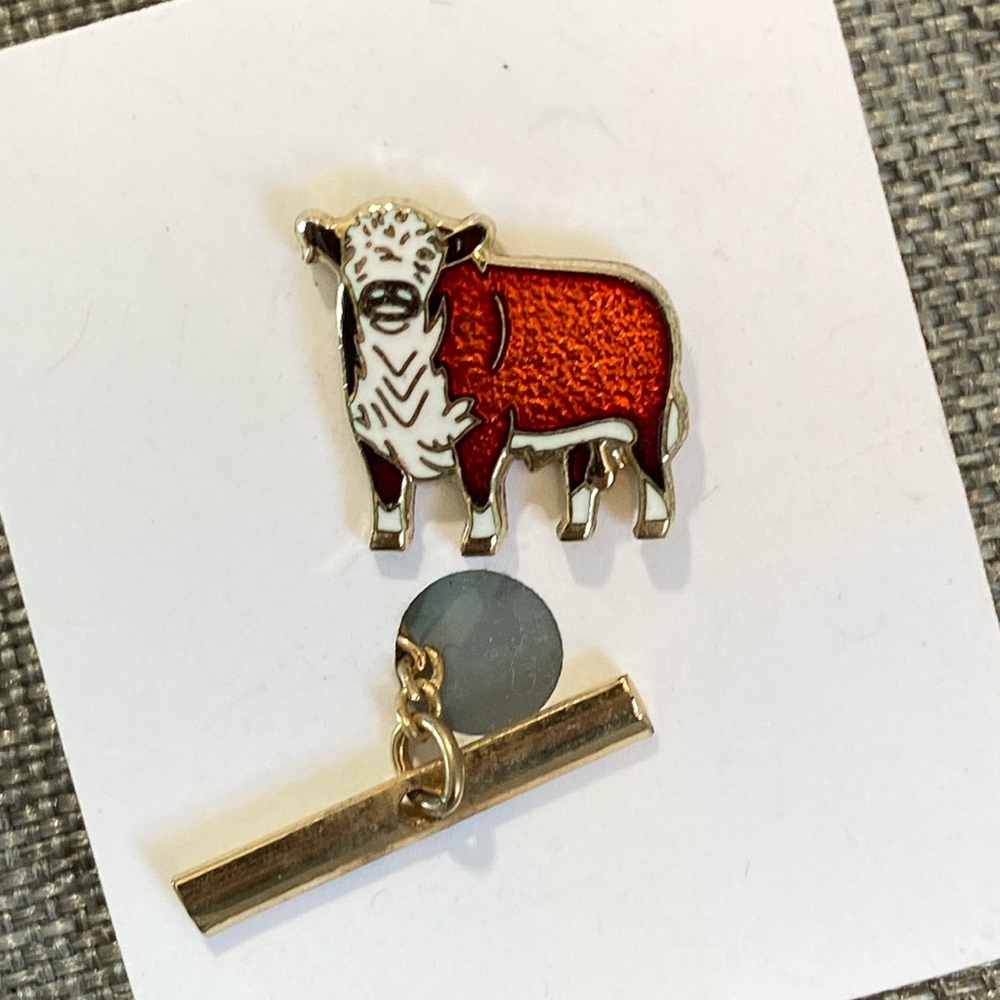 Vtg Cow Tie Tack